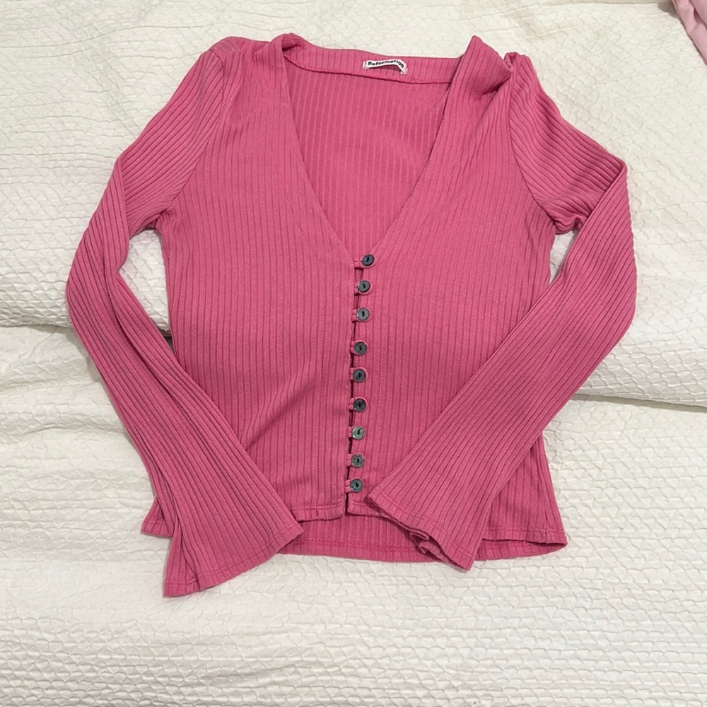 Pink button down from Reformation